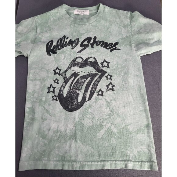 DAYDREAMER x FREE PEOPLE Rolling Stones Tie Dye Tongue Graphic T Shirt Green - Picture 1 of 6